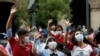 Katolikus tüntetés a legfelsőbb bíróság döntése ellen Mexikóvárosban 2021. szeptember 7-én
