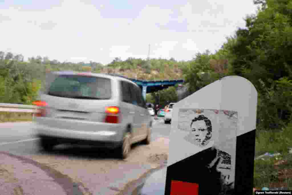 A sticker with an image of Serbian President Aleksandar Vucic near the Jarinje border on September 1. Serbia views Kosovo as part of its territory and rejects the authority of Pristina over the region. Kosovo&rsquo;s independence is partially accepted internationally, with around half of UN member states recognizing it as an independent state.