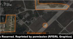 Спутниковый снимок российского военного аэродрома в поселке Новофедоровка за 4 часа до взрыва, 9 августа 2022 года
