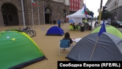 Tent protest against Gazprom in Bulgaria Sofia BOEC