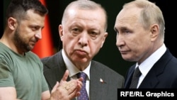Коллаж: Владимир Зеленский, Реджеп Эрдоган и Владимир Путин