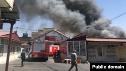 Armenia - An explosion and fire at the Surmalu market in Yerevan, August 14, 2022.