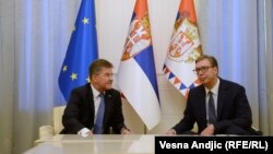 Претседателот на Србија Александар Вучиќ и специјалниот претставник на Европската унија за дијалог меѓу Белград и Приштина Мирослав Лајчак