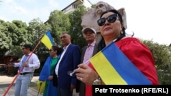 Акция в поддержку Украины в Алматы, август 2022 года
