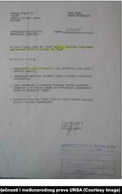 Naredba o osnivanju logora Sušica od 31. maja 1992. godine, sa potpisom Svetozara Andrića.