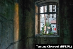 A view from one of the former Russian imperial barracks, now a residential building.