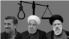 Mahmud Ahmadinezsád (balra) és Hasszán Rohani (középen) volt iráni elnök, valamint Ebrahim Raiszi jelenlegi elnök