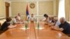 De facto Nagorno-Karabakh leader Arayik Harutyunian meets with members of the Union of Relatives of Soldiers Killed and Missing in the Third Artsakh War on August 15.