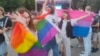 Participants in the Pride parade in Belgrade on September 7