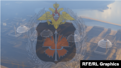 Рендер проекта АЭС "Аккую" и эмблема Подразделения психологических операций ГРУ, коллаж