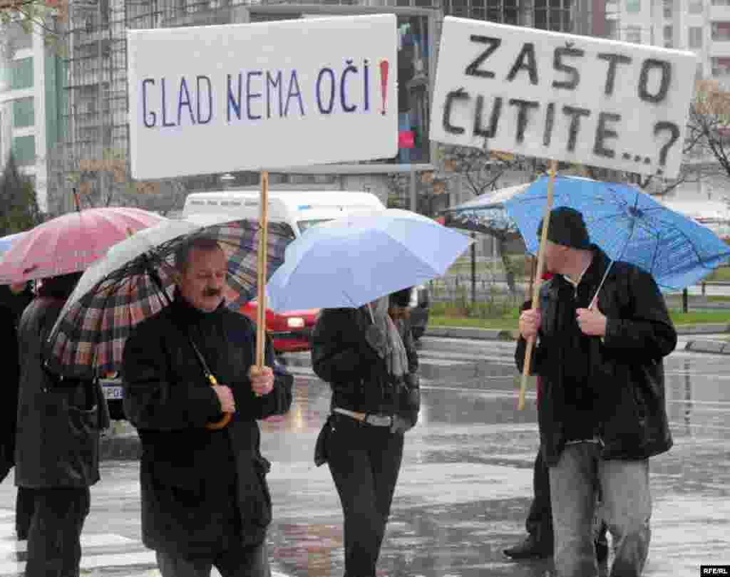Protesti radnika Duvanskog kombinata Podgorica. Foto:Savo Prelević 