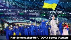 Українська збірна під час церемонії відкриття Олімпіади в Пхьончхані, 9 лютого 2018 року