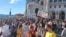 A hétfői demonstráció a budapesti Kossuth téren.
