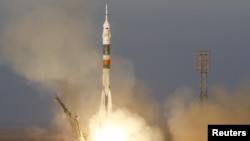 Байқоңырдан ұшырылған "Союз ТМА-19М" зымыран тасығышы. 15 желтоқсан 2015 жыл.