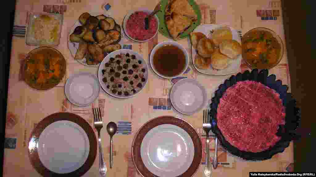 A traditional Christmas meal in Dnipropetrovsk, Ukraine