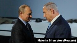 Președintele Vladimir Putin cu prmierul israelian Benjamin Netanyahu la Moscova în ianuarie 2018