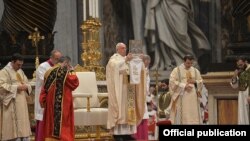 The Vatican - Pope Francis holds a mass at the St. Peter's basilica to the 100th anniversary of the Armenian genocide in Ottoman Turkey, 12Apr2015.