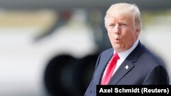 Претседателот на САД Доналд Трамп по приостигнувањето во Германија. 06.07.2017
