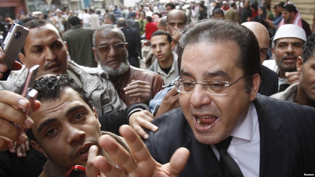 Opposition politician Ayman Nour speaks during a rally on Cairo's Tahrir Square on February 1. 