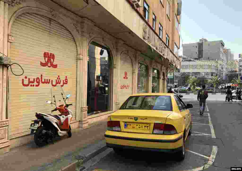 Shuttered shops in central Tehran on November 15.&nbsp; Previous anti-government protests in Iran have included business owners shutting their stores en masse. Such action in 2018 drew a furious response from the government, with one official threatening to execute shop owners who closed during working hours.