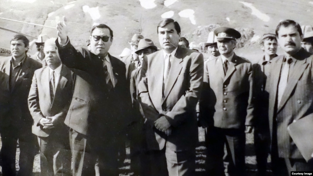 President Emomali Rahmon (center) has been leader of the country since the early days of the 1992-97 civil war.