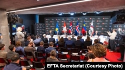 Ceremonia e nënshkrimit të marrëveshjes EFTA-Kosovë në Davos, Zvicër.