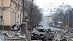Поражения сред ракетна атака срещу Харков. Снимката е от 1 март 2022 г.