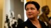 Russian soprano Anna Netrebko answers reporters' questions prior to the start of a news conference in Milan, Italy, on December 7, 2021.