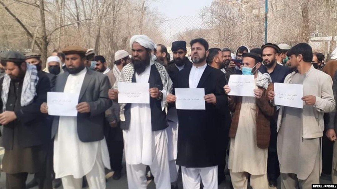 A protest by former court judges earlier this month in Kabul.