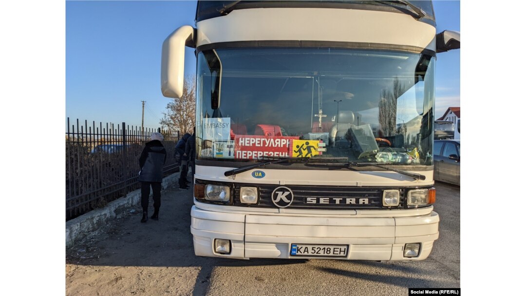 Кыргызстандыктарды Украинадан алып чыккан автобус. 1-март, 2022-жыл