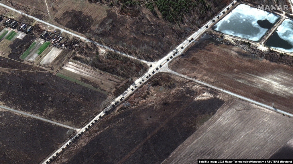 Latest Satellite Images Reveal Massive Russian Convoy Outside Kyiv