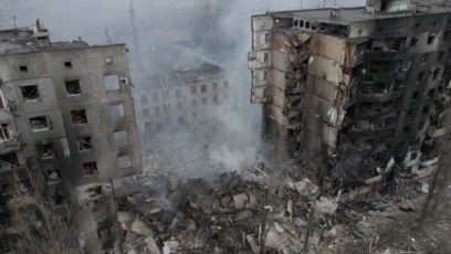 Aerial Footage Of Ukrainian Town Reveals Devastation After Russian Attack