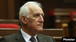 Vahagn Khachatrian appears in parliament in Yerevan on March 2.