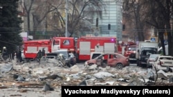 Центр Харькова после обстрела утром 1 марта 2022 года.
