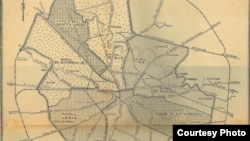 Harta Bucureștiului în timpul ocupației sovietice, 1944-1958.