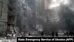Prizor nakon vazdušnih napada u Černihivu, Ukrajina, 3. mart 2022.