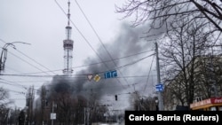 Последствия обстрела телевышки в Киеве, 1 марта 2022 года