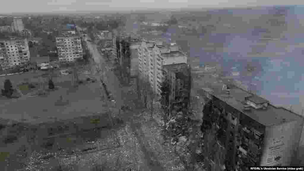 Aerial Footage Of Ukrainian Town Reveals Devastation After Russian Attack GRAB 1