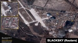 تصویر ماهواره‌ای از پایگاه هوایی آنتونوف در روز دوشنبه ۲۸ فوریه از انهدام آشیانه آنتونوف ۲۲۵ حکایت دارد