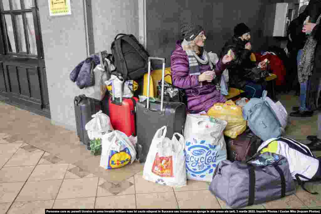 Refugiați din Ucraina în gara Suceava. 3 martie 2022.