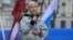 Chulpan Khamatova during a rally against war in Ukraine in Riga