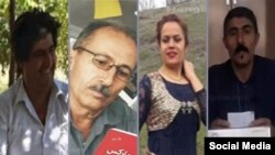 بازداشت‌شدگان از راست به چپ: حسن عزتی، پروین فلاحی، عمر سلیمانی و سعید محمدی