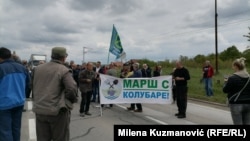 Meštani blokirali 28. aprila saobraćajnicu Valjevo-Beograd protestujući zbog istraživanja litijuma na tom području, 28. 4. 2022.