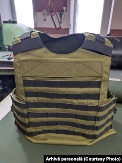 One of some 350 bulletproof vests made by Horoshayeva and other volunteers in Cherkasy.