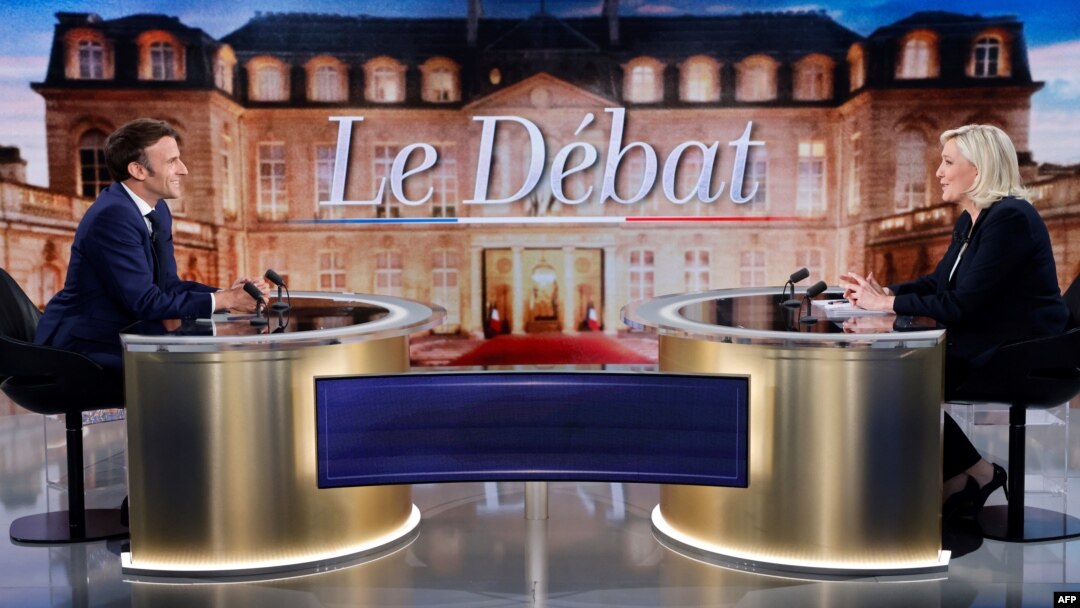 Emmanuel Macron - președintele francez și candidatul partidului La République En Marche! (LREM) și Marine Le Pen - candidata partidului francez de extremă-dreapta Rassemblement National (RN).