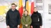 Spanish Prime Minister Pedro Sanchez (left) and Danish Prime Mette Frederiksen (right) with and Ukrainian Deputy Prime Minister Olha Stefanishyna in Kyiv on April 21. 