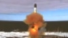The Sarmat intercontinental ballistic missile is launched during a test at the Plesetsk cosmodrome in Russia's Arkhangelsk region, Russia, in April 2022.