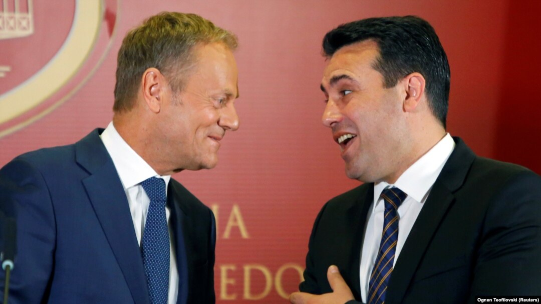  Donald Tusk i Zoran Zaev u Skoplju, 27. aprila 2018.