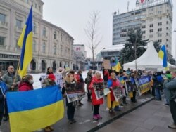Marshi në Shkup kundër agresionit rus dhe në mbështetje të Ukrainës. 6 mars 2022.