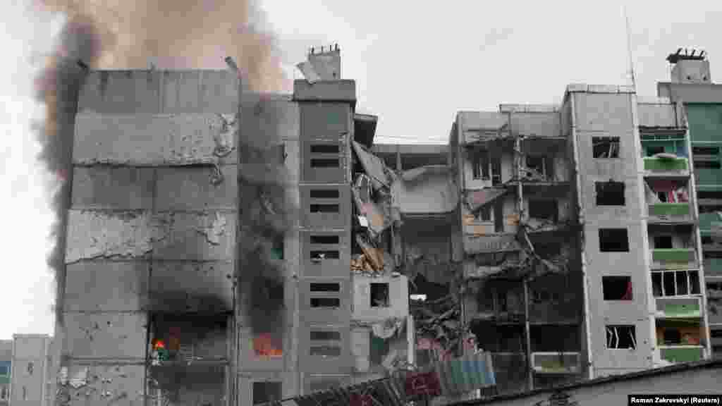 UKRAINE - A view shows a residential building damaged by recent shelling, as Russia's invasion of Ukraine continues, in Chernihiv, Ukraine March 3, 2022